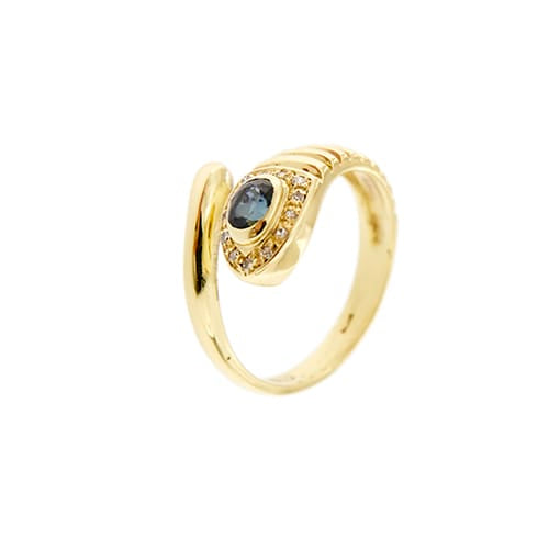Bague Bague serpent - Bague en or jaune 18 ct avec saphir et diamants 58 Facettes 36945