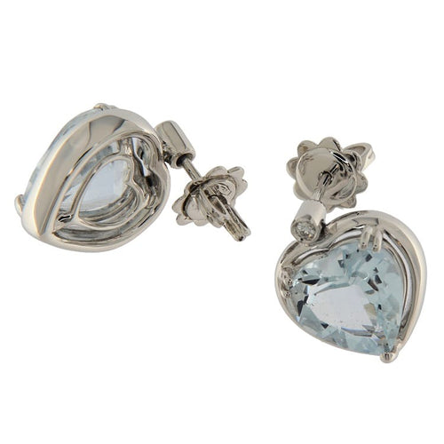 Boucles d'oreilles Guidetti - Boucles d'oreilles en or blanc avec aquamarines et diamants 58 Facettes G3586