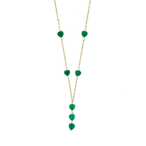 Collier Collier avec pendentif en or jaune 18 ct et calcédoine verte 58 Facettes 25738