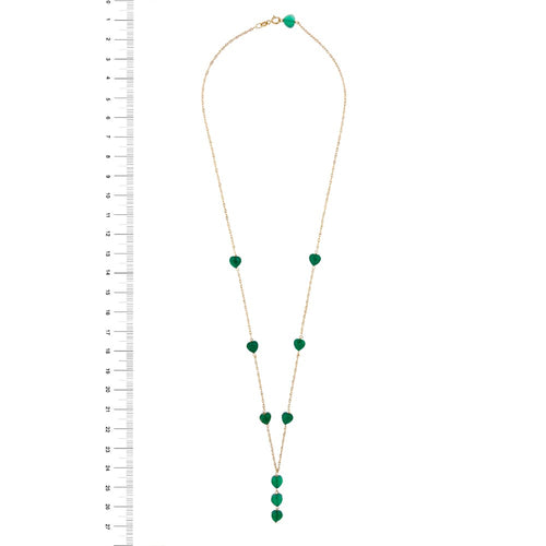 Collier Collier avec pendentif en or jaune 18 ct et calcédoine verte 58 Facettes 25738