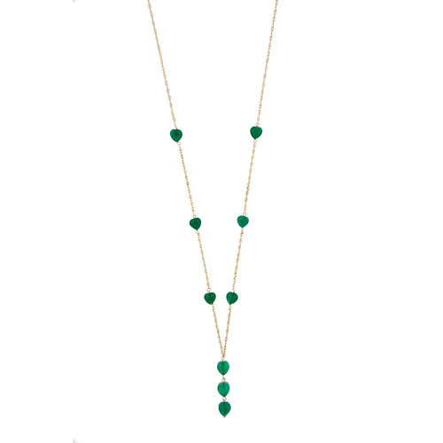 Collier Collier avec pendentif en or jaune 18 ct et calcédoine verte 58 Facettes 25738