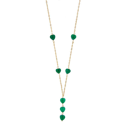 Collier Collier avec pendentif en or jaune 18 ct et calcédoine verte 58 Facettes 25738
