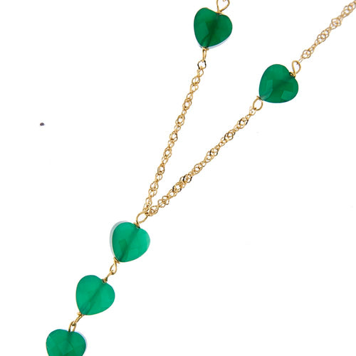 Collier Collier avec pendentif en or jaune 18 ct et calcédoine verte 58 Facettes 25738