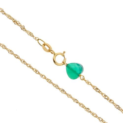Collier Collier avec pendentif en or jaune 18 ct et calcédoine verte 58 Facettes 25738