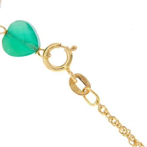 Collier Collier avec pendentif en or jaune 18 ct et calcédoine verte 58 Facettes 25738