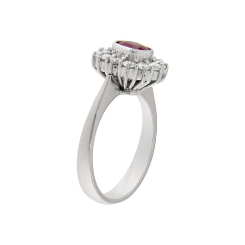 Bague Guidetti - Bague en or blanc avec rubis et diamants 58 Facettes G3559