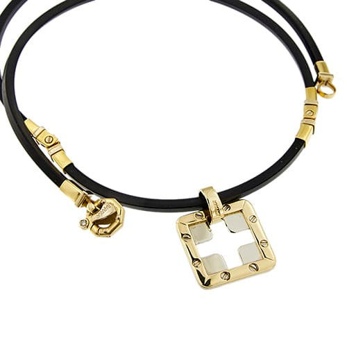 Collier Barakà - Collier en caoutchouc avec pendentif en or 18 ct et diamant 58 Facettes 39581
