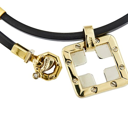 Collier Barakà - Collier en caoutchouc avec pendentif en or 18 ct et diamant 58 Facettes 39581