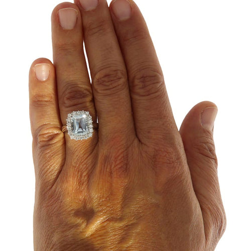 Bague Guidetti - Bague en or blanc avec aigue-marine et diamants 58 Facettes G3663