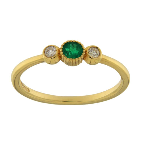 Bague Guidetti - Bague en or jaune avec émeraude et diamants 58 Facettes G3655