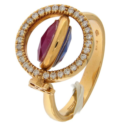 Bague Zoccai Pirouette - Bague en or rose aux diamants, rubis et aigue-marines 58 Facettes G3312