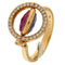 Bague Zoccai Pirouette - Bague en or rose aux diamants, rubis et aigue-marines 58 Facettes G3312
