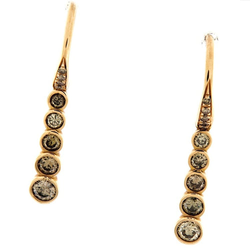 Boucles d'oreilles Guidetti - Boucles d’oreilles pendantes en or rose et diamants bruns 58 Facettes G3241