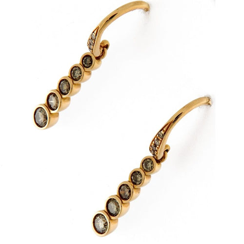 Boucles d'oreilles Guidetti - Boucles d’oreilles pendantes en or rose et diamants bruns 58 Facettes G3241