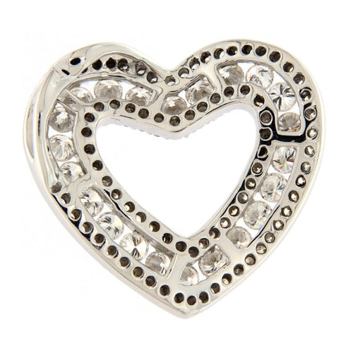 Pendentif Guidetti - Pendentif cœur en or blanc avec pavé de diamants 58 Facettes G3147