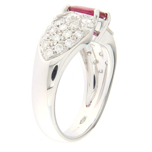 Bague Guidetti - Bague en or blanc diamants et rubis 58 Facettes G3150