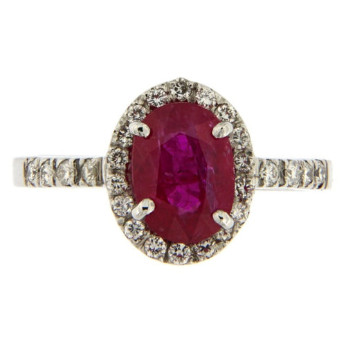 Bague Guidetti - Bague en or blanc avec rubis central et diamants 58 Facettes G2440
