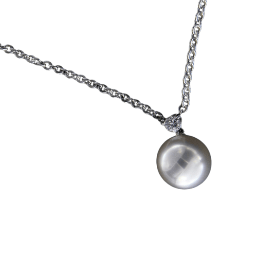 Pendentif Guidetti - Girocollo en or blanc perle australienne et diamant 58 Facettes G2199