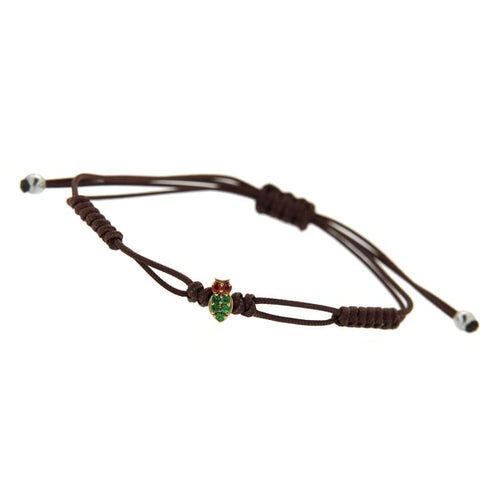 Bracelet TiVìTiBì - Bracelet cordon et « chouette » en or jaune, rubis et saphirs verts 58 Facettes G458