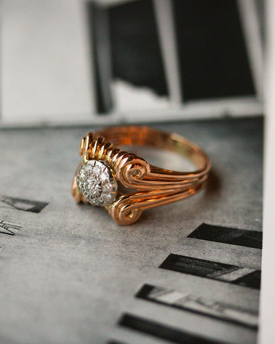 Bague 62 Bague années 1950 en or rose et diamants 58 Facettes A11956