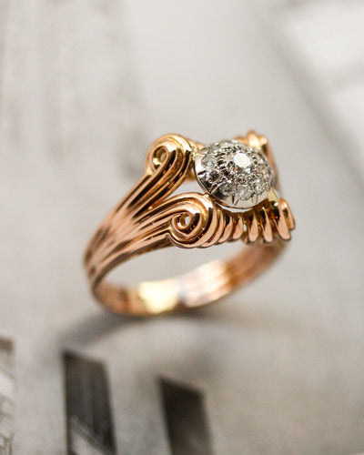 Bague 62 Bague années 1950 en or rose et diamants 58 Facettes A11956