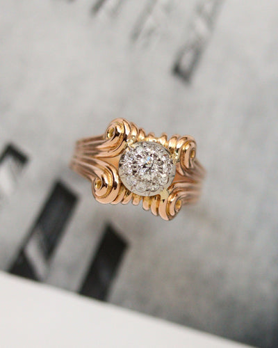 Bague 62 Bague années 1950 en or rose et diamants 58 Facettes A11956