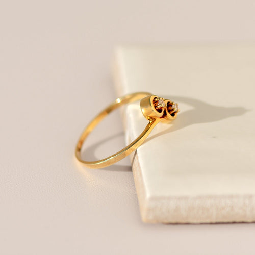 Bague 54 Bague vintage - Diamants en or jaune 14 carats, XXe siècle 58 Facettes