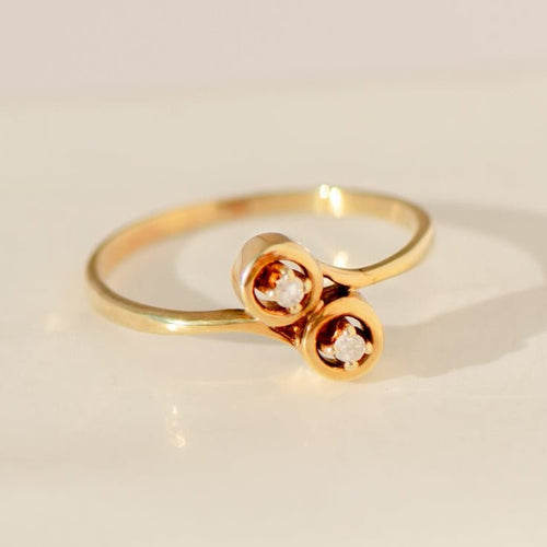 Bague 54 Bague vintage - Diamants en or jaune 14 carats, XXe siècle 58 Facettes
