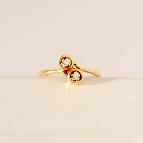 Bague 54 Bague vintage - Diamants en or jaune 14 carats, XXe siècle 58 Facettes