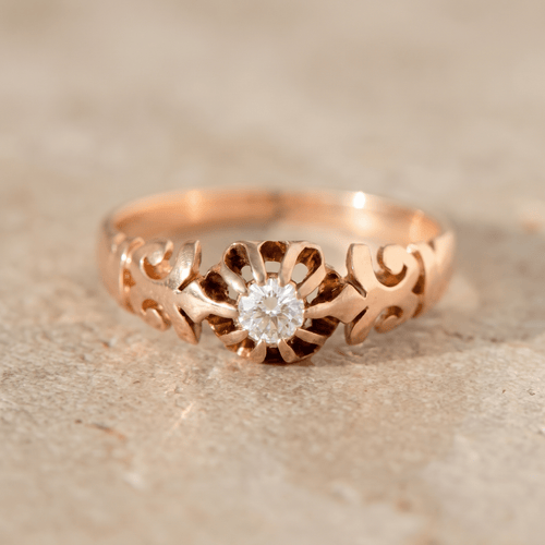 Bague 52 Solitaire ancien - Bague en or rose 585 avec diamant taille ancienne 58 Facettes HJ250185