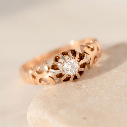 Bague 52 Solitaire ancien - Bague en or rose 585 avec diamant taille ancienne 58 Facettes HJ250185