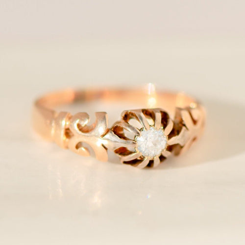 Bague 52 Solitaire ancien - Bague en or rose 585 avec diamant taille ancienne 58 Facettes HJ250185