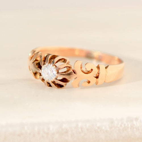 Bague 52 Solitaire ancien - Bague en or rose 585 avec diamant taille ancienne 58 Facettes HJ250185