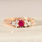 Bague 58 Bague antique rubis et diamants en or rose 14 carats 58 Facettes