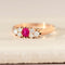 Bague 58 Bague antique rubis et diamants en or rose 14 carats 58 Facettes