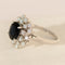 Bague 53 Bague vintage en or blanc 14 carats avec saphir bleu et diamants 58 Facettes