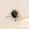 Bague 53 Bague vintage en or blanc 14 carats avec saphir bleu et diamants 58 Facettes