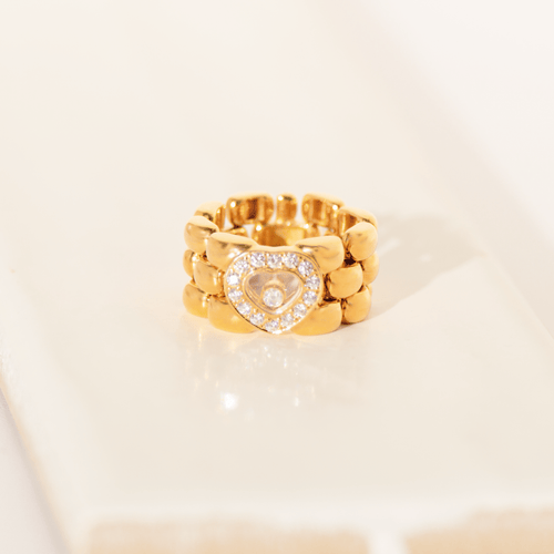 Bague 53 Chopard Happy Diamonds - Bague chaîne flexible en or jaune 18 carats et diamants 58 Facettes 3286