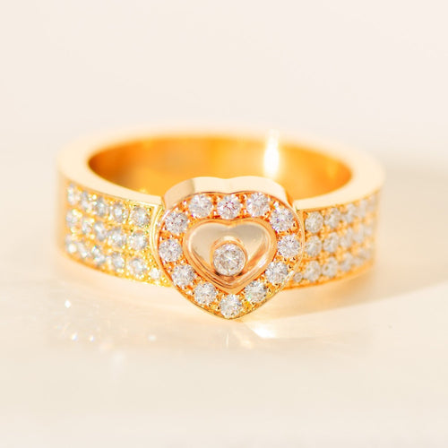 Bague 60.5 Chopard Happy Diamonds - Bague en or jaune 18 carats et diamants 0,74 ct 58 Facettes 3287