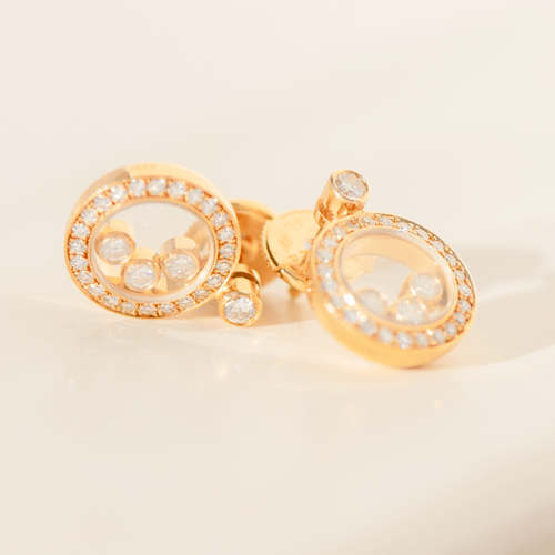 Boucles d'oreilles Chopard Happy Diamonds - Boucles d’oreilles en or jaune 18 carats et diamants 58 Facettes 3290