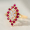 Bague 61.5 Bague cocktail vintage en or jaune 14 ct avec rubis et diamants 58 Facettes