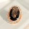 Bague 56 Bague Art nouveau en or 14 carats avec quartz fumé ovale 58 Facettes