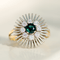 Bague 57 Bague vintage en or jaune et or blanc 14K avec saphir et diamants 58 Facettes
