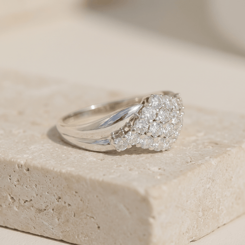 Bague 54 Crossover - Bague vintage en or blanc 14K et diamants 58 Facettes HJ250120