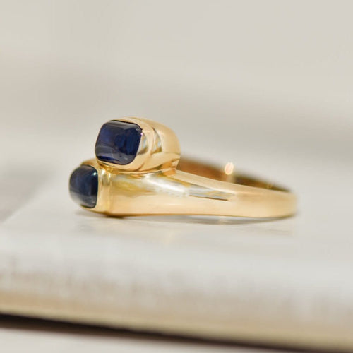 Bague 55 Cartier Toi et Moi - Bague vintage en or jaune 18 carats et saphirs 58 Facettes