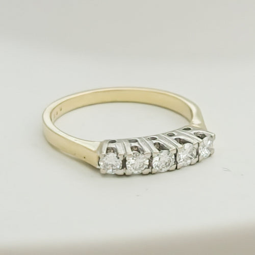 Bague Demi-alliance - Bague en or jaune 14K et diamants 58 Facettes 3140