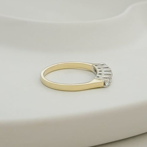 Bague Demi-alliance - Bague en or jaune 14K et diamants 58 Facettes 3140