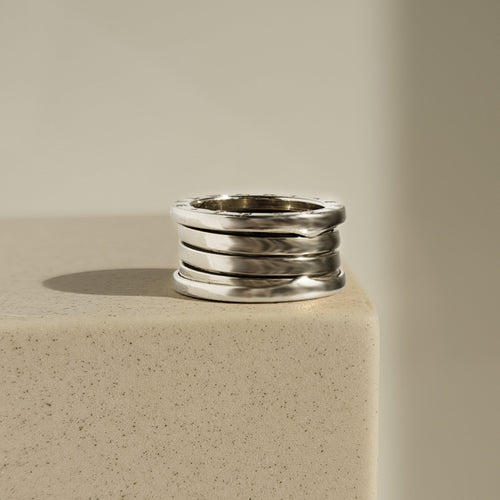 Bague 55 Bvlgari B.zero1 - Bague 4 anneaux en or blanc 18 carats, taille 55 58 Facettes 2909