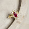 Bague 52 Bague halo en or 18 carats avec rubis et diamants 58 Facettes 2838