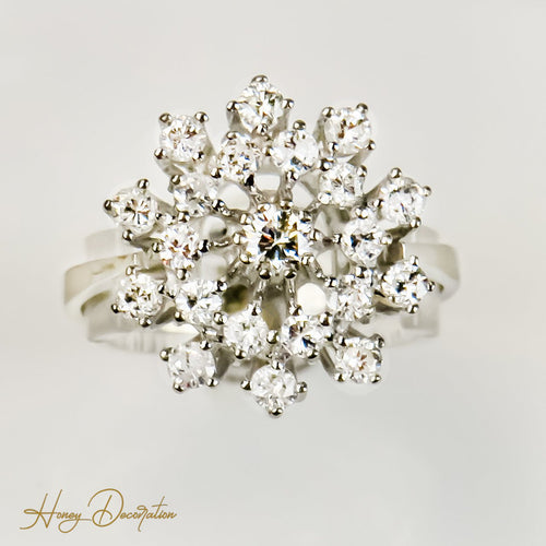 Bague 55 Bague en or blanc 14 carats avec diamants taille brillant 58 Facettes 2824